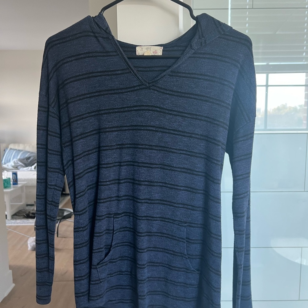 Hippie Rose Navy Hooded Sweater